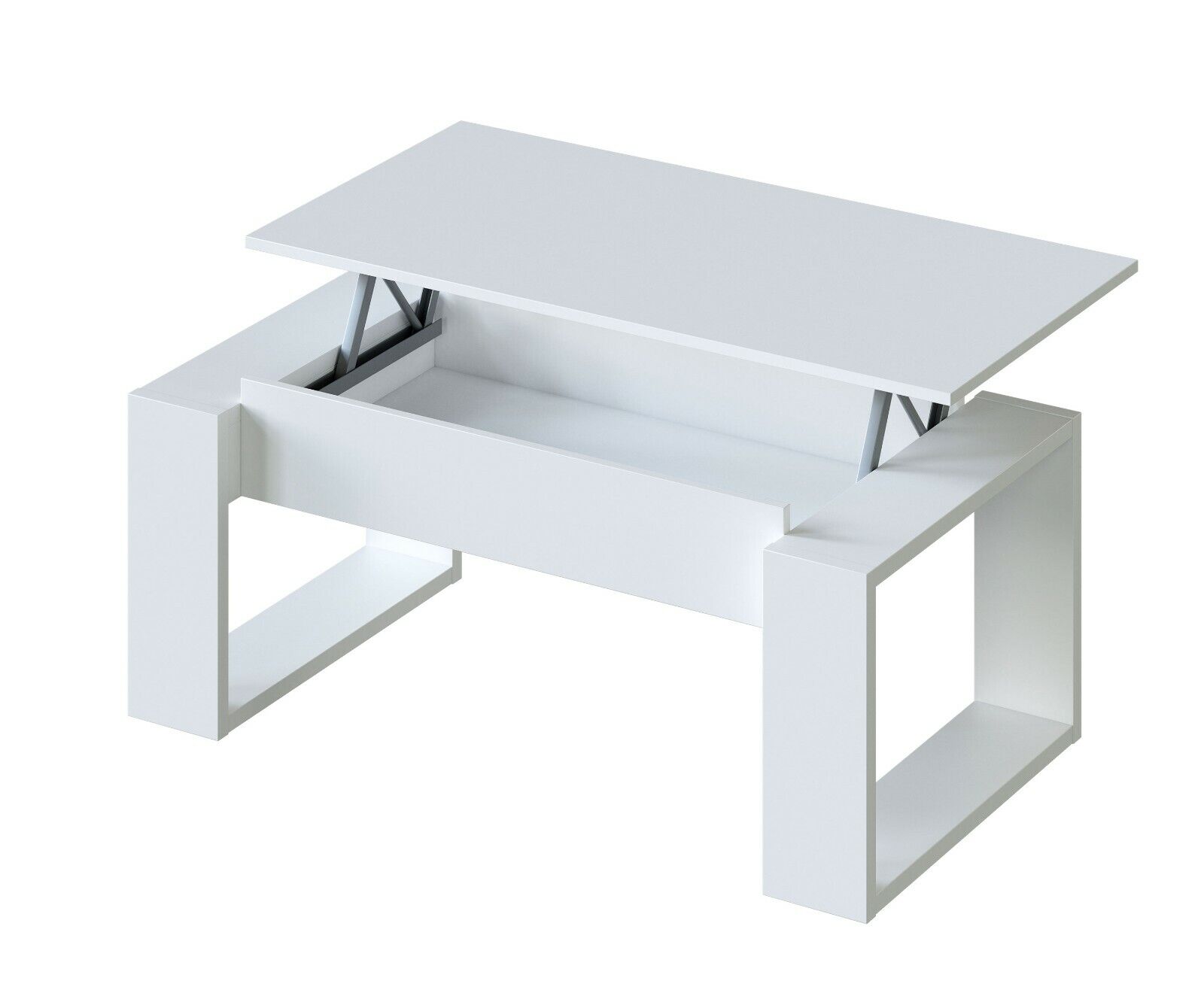 Mesa de centro elevable salon comedor blanco moderno Square 45-54x105x55 cm