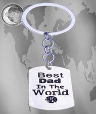 New Best Dad in the World Dog Tag Keychain Ring Fathers Day Key Chain
