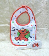 Sesame Street My Friend Elmo Newborn Baby Bib with Elmo Hairbrush New