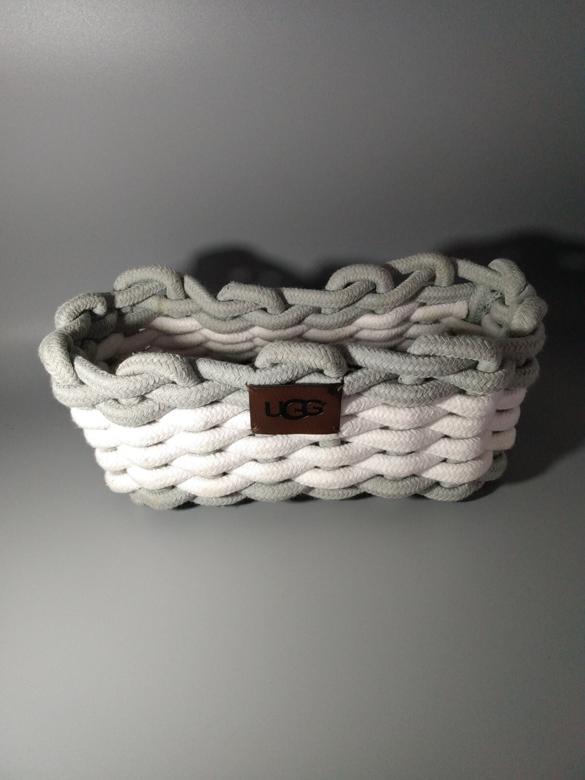 UGG Rope Tulum Basket Gray & White Woven Rugged Chunky eBay