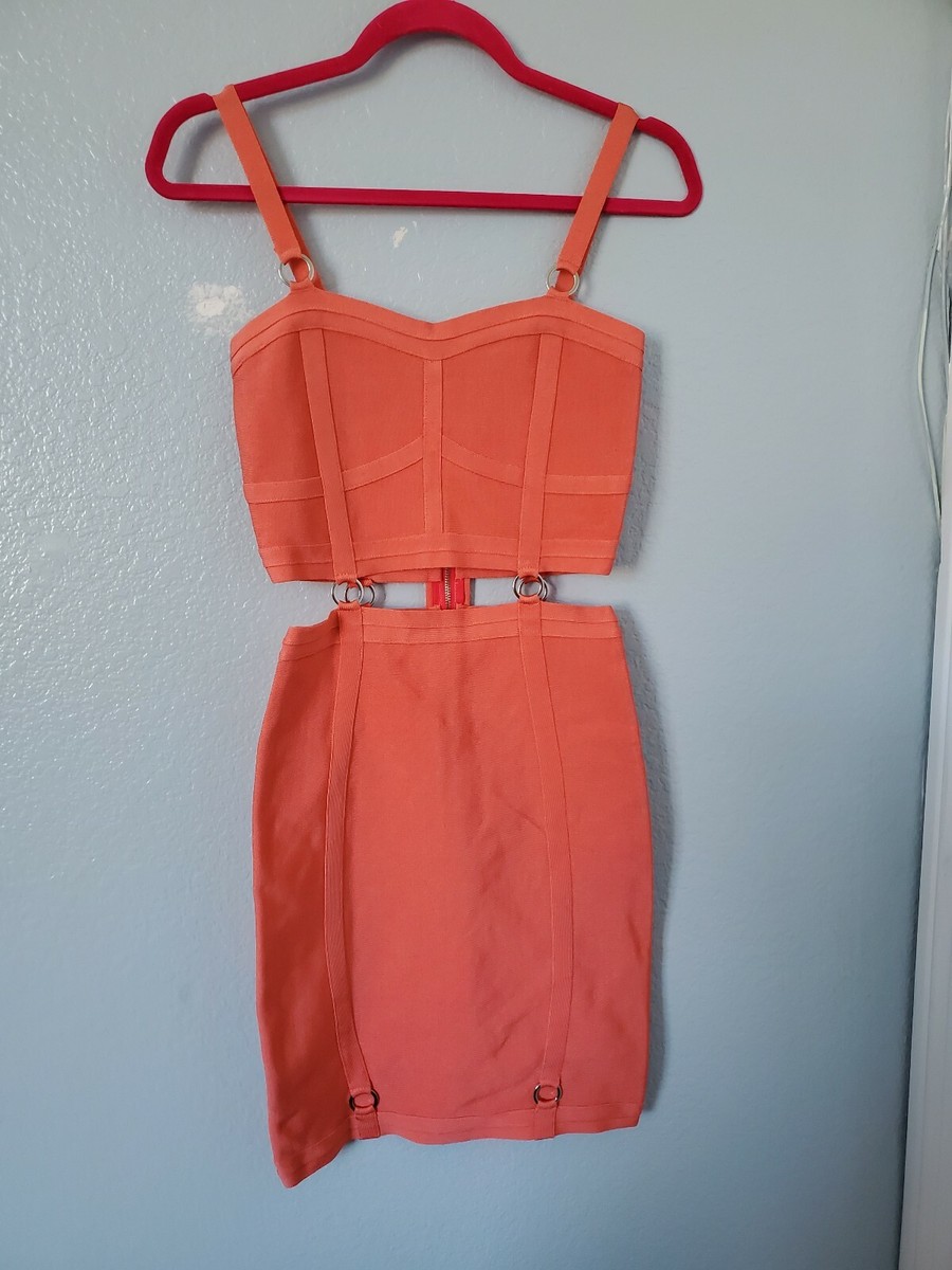 Robe Bandage BEBE Couleur Orange Brûlé - Taille XS - Style Bodycon - Neuf Sans étiquette
