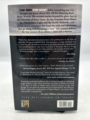 For Who For What: A Warrior's Journey w/ CD by Ricky Watters - Hardcover, Signed - Picture 2 of 10