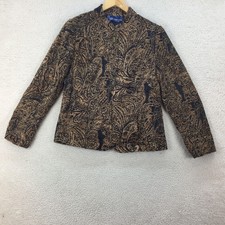 Susan Graver Brown/black Rayon/polyester Regular Fit Jacket Women Size Uk Small