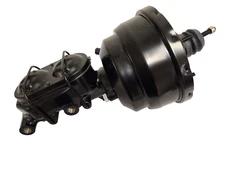 Universal 8" Dual Power Brake Booster + Master Cylinder BLACK OUT Brake Kit