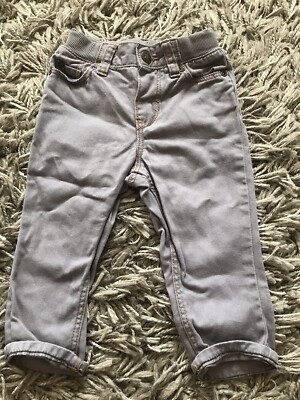 H&M Baby Jungen weiche graue Fade Denim Jeans 6-9 Monate verstellbare Taille wie NEXT