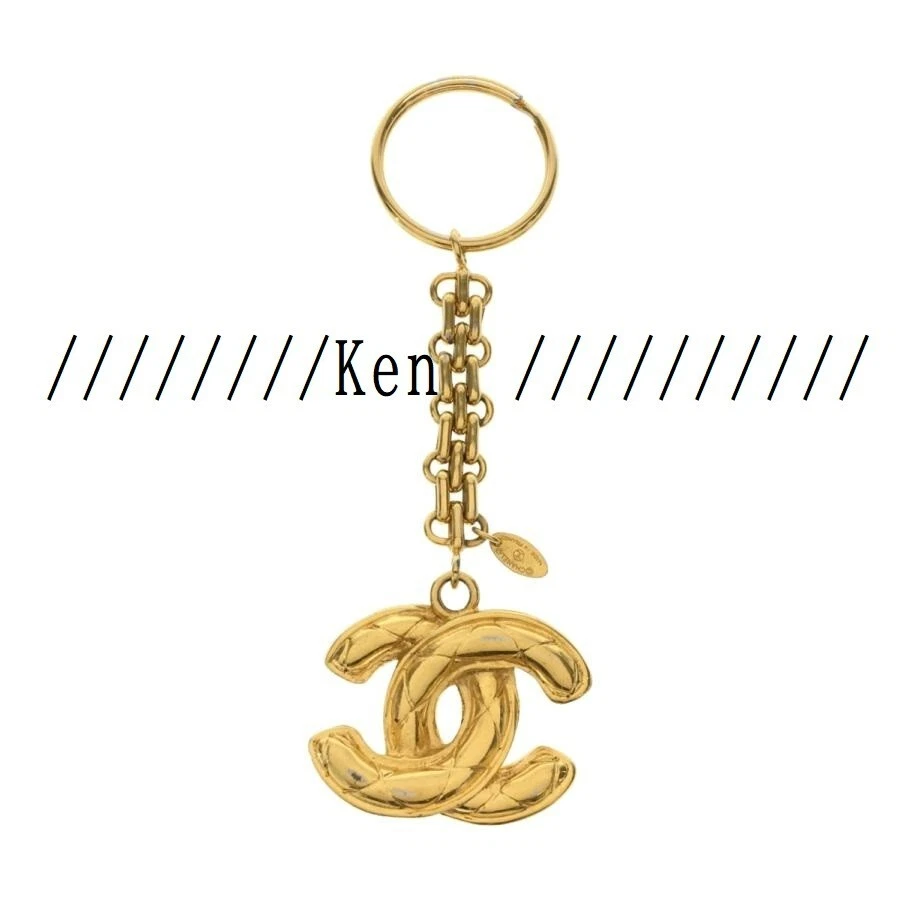 CHANEL Key ring chain holder Bag charm AUTH Coco Gold matelasse　CC 12.5cm  F/S