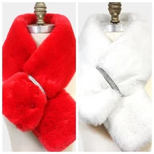 scarf faux fur scarf Faux Fur Bling Pull Through Scarf rhinestone accent