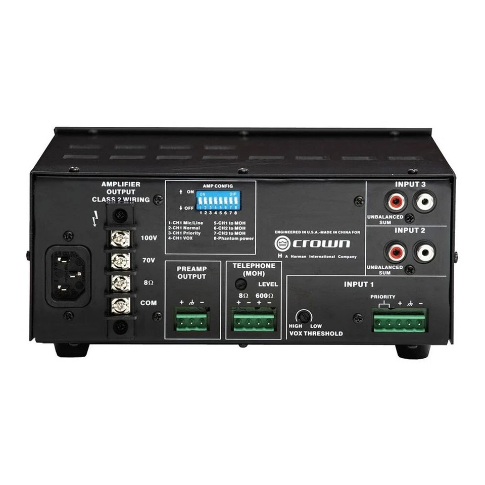 Crown 160MA 4-input 60-Watt Commercial Mixer Amplifier G160MA - Image 4 of 4