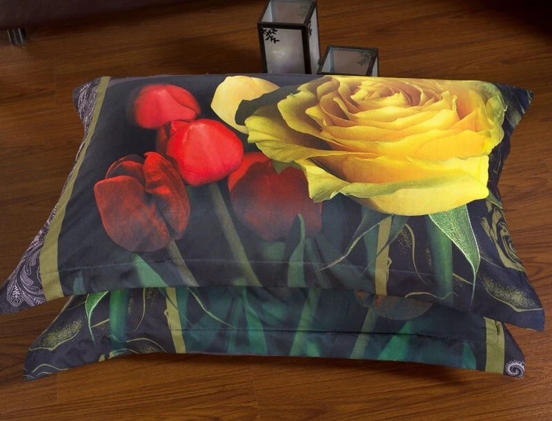 6 piezas. Juego de funda nórdica completa de polialgodón en negro, rojo y amarillo para edredón Foto 3 de 4