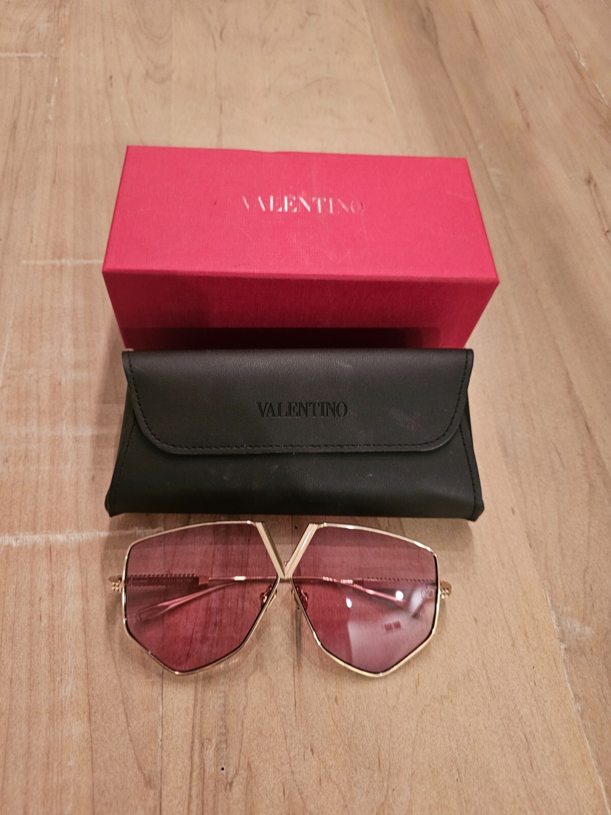Lunettes De Soleil VALENTINO V-HEXAGON VLS115 - Or Titane, Verres Roses, Look Rock Stud