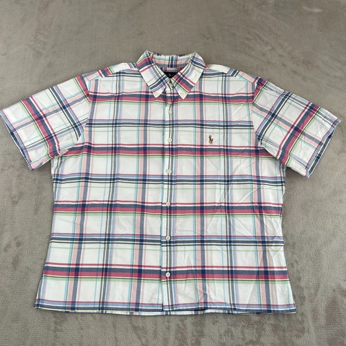 Polo Ralph Lauren Shirt Women XL Multi Plaid Oxford Slim Fit Flesh Pony Prep - Picture 5 of 8