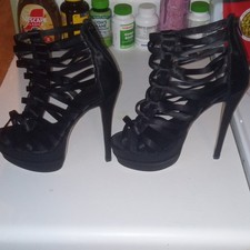 Women s Black Synthetic Strappy Open Toe Ankl...
