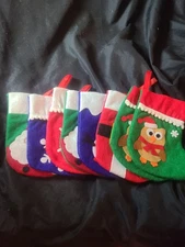 8 Mini Christmas Stockings Santa Snowman Snowflake Owl