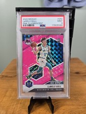 Lamelo Ball 7/10 Mosaic Pink Fluorescent Rookie RC NBA Debut PSA 9 Hornets