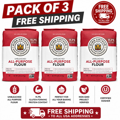 King Arthur All-Purpose Flour Unbleached 5 LB, 3 Bags