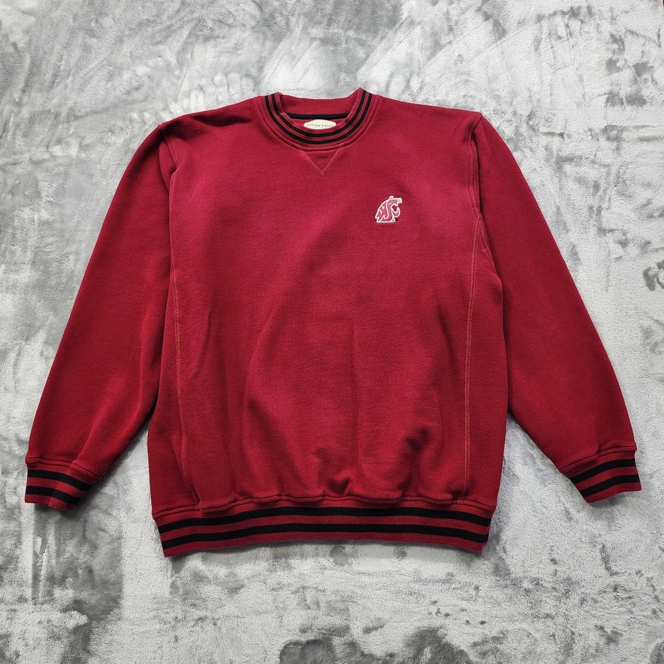 Vintage Cutter & Buck Sweatshirt Mens L Red Maroon WSU Cougars Pullover Sporty - Image 3 of 4