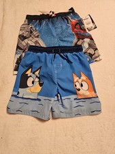 Bundle Of 2 Boys Swim Trunks Size S 6-7 One Bluey One Transformers NWT