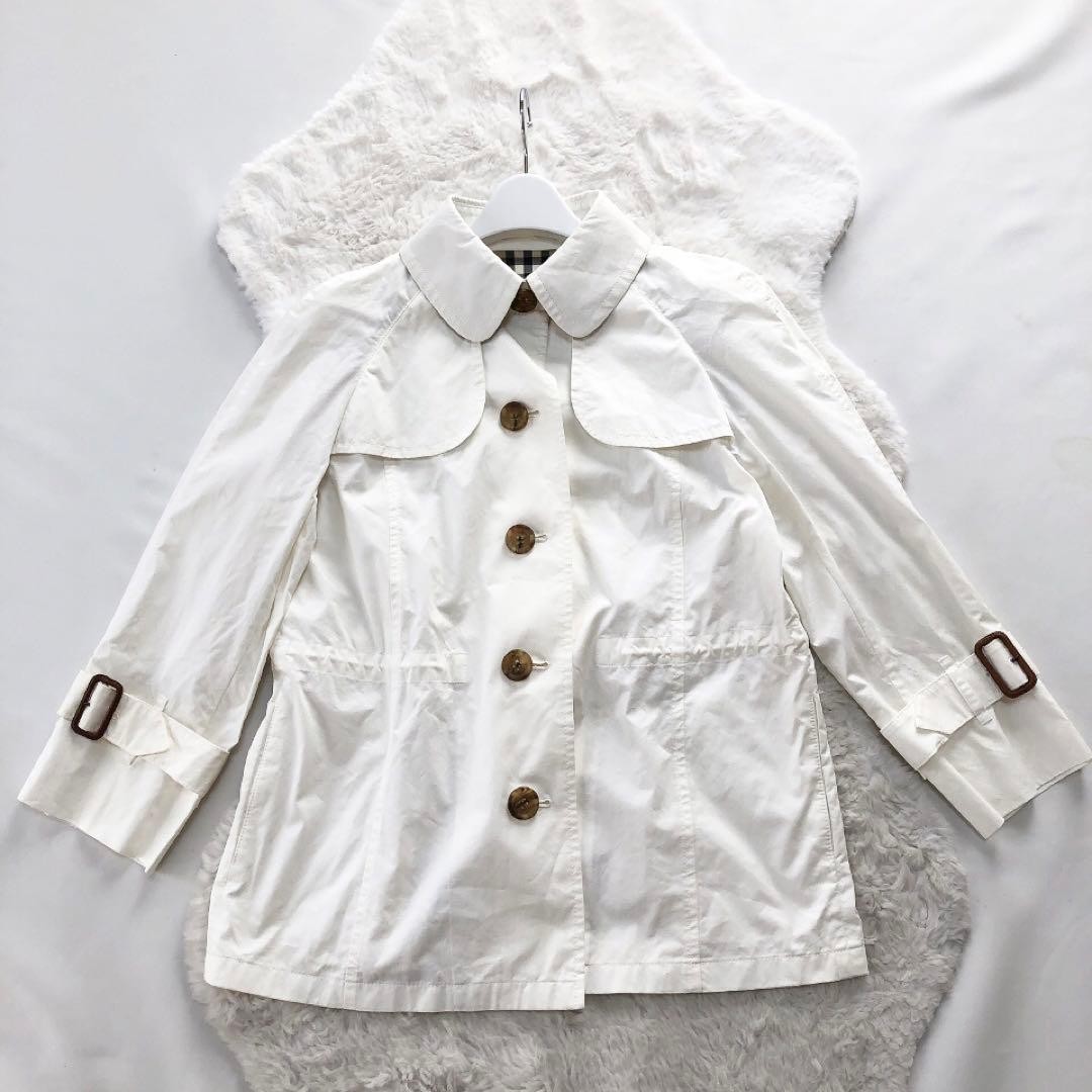 Women's Size L White Trench Coat Jacket by BURBERRY in Cotton thumbnail 3
