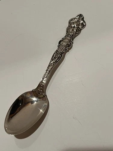 Antique Wallace Sterling Silver Spoon  March Zodiac Aries  Flower Violet