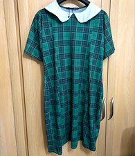 Yours Clothing Green Tartan Collared Shift Dress Knee Length Short Sleeve 16