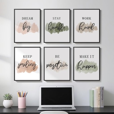 Framed Inspirational Wall Art for Office, Neutral Motivational Quotes Office ...