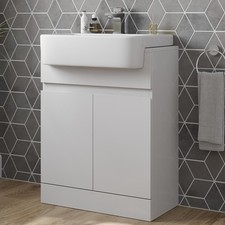 Freestanding Vanity Unit with Basin Ceramic Semi Recessed Sink 620mm White Gloss