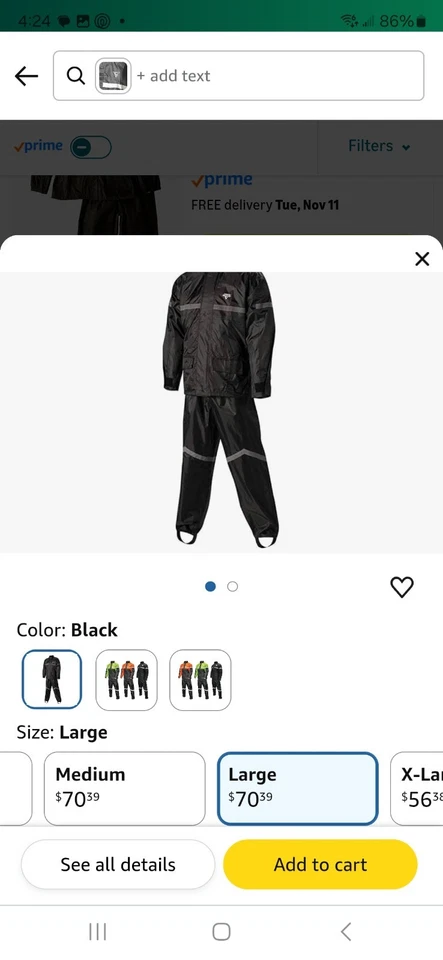 Traje de lluvia LG Nelson Rigg Stormrider 100 % impermeable pantalones y chaqueta incluidos nuevo sin etiquetas Foto 2 de 2