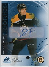 2025-26 SP Game Used John Farinacci RC #AR-FA Bruins Base – Blue Auto