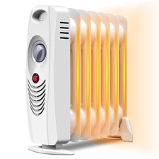 Oil Filled Radiator Heater, 700W Portable Electric Space Heater with Adjustab...