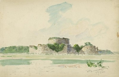 Walter Duncan (1848-1932) - Aquarell Gemälde - Camber Castle Near Rye 1902