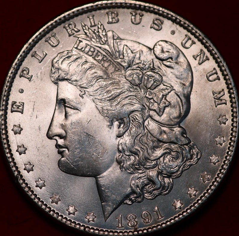 Uncirculated 1891 Philadelphia Mint Silver Morgan Dollar
