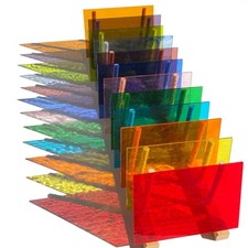 PALJOLLY 12 Sheets Transparent Stained Glass Sheet Variety Pack, 4 x 6 inch Cath