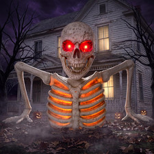 JOYIN 3.3Ft Halloween Groundbreaker Skeleton Decorations, Light up Animated Gian