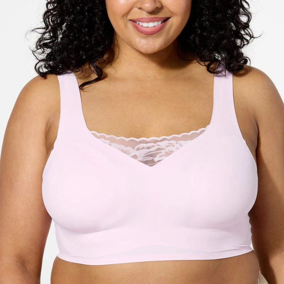 Paquete de 2 cuerpos Rhonda Shear con inserción de encaje blanco/rosa XL nuevos Foto 2 de 4