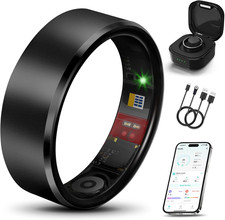 Smart Ring 2.0 for Men Women, Sleep Fitness Tracker, Black 6 Lightweight Wat