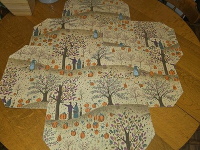 Bundled Lot of 6 Fall Folk-Art inspired Placemats