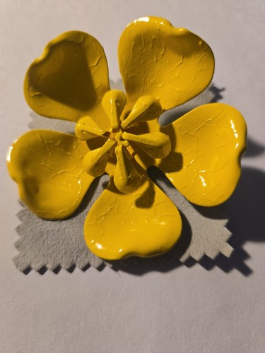Unbranded 1960's Vintage Layered Bright Yellow Enamel Flower Power Brooch