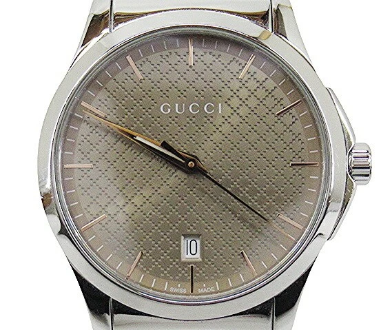 Montre Gucci G Timeless 126,4 Qz Ya1264053 marron argenté d'occasion