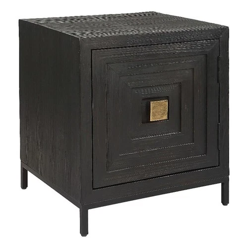 Uttermost Aiken Fir Wood and Steel Geometric Cabinet in Woodtone Brown - Picture 1 of 8