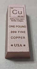 one pound copper 16 oz .999 fine trapezoid bar
