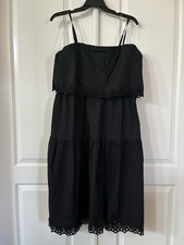 Time and Tru Women's Size XXXL Black Eyelet Sleeveless Adj. Straps Midi Dress