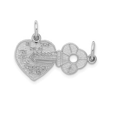 14k White Gold Heart Key Pendant Charm for Women Love Symbol Romantic Jewelry
