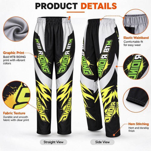 Boys Trousers Training Motocross Motorcycle Pants Lightweight Sports Kids - Picture 28 of 43