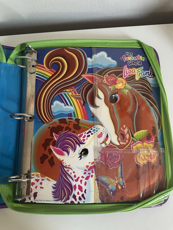 Lisa Frank Rainbow Chaser & Lollipop Horses 3 Anillos Cremallera Carpeta Raro Retro LEER Foto 2 de 4