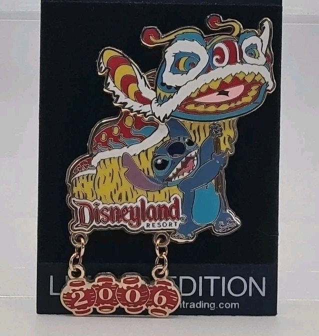 Disney pin LE 1500 Chinese New Year 3D dangle STITCH with dragon from 2006