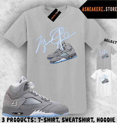 #ad Tee Shirt Matching AJ 5 Wolf Grey 2026 To Match Sneaker MJ Shoelace 5s T Shirt $24.89