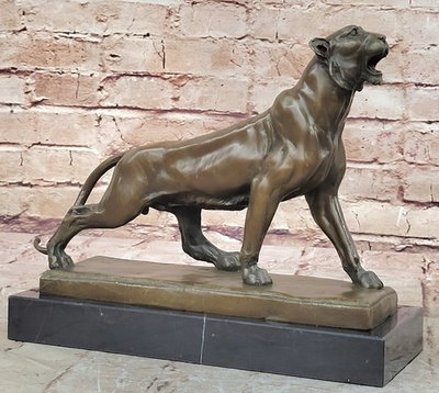 #ad Jaguar Panther Leopard Cougar Big Cat Collector Bronze Marble Statue Artwork Art $249.50