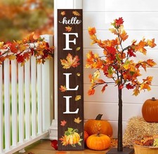 Hello Fall Wooden Porch Sign 45.2"H Large fall welcome sign for front porch A...