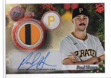 2025 Topps Holiday Player Autograph Patch PAR-PS Paul Skenes Red Glitter #Ed 2/5