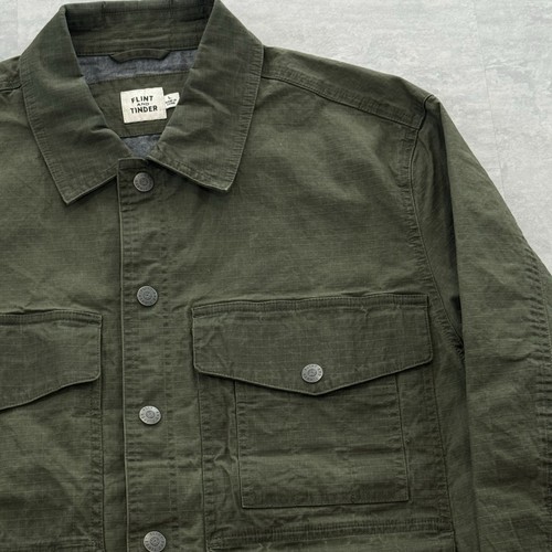 Herren Huckberry Flint and Tinder gewachste Militär Feldjacke Armee grün Large - Bild 7 von 24